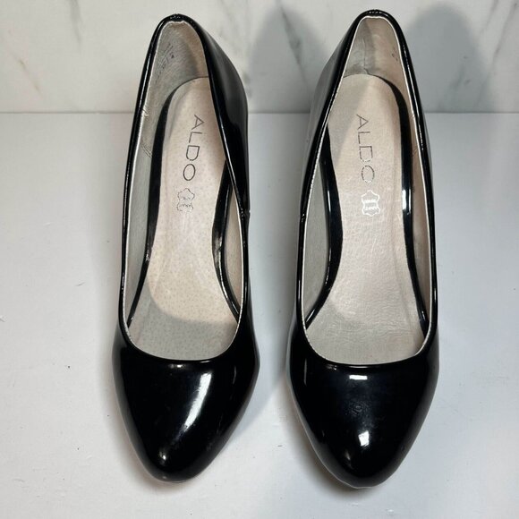 Aldo Pump Heels Womens Size 6.5 Black Platform Stiletto Patent Leather - Picture 3 of 10